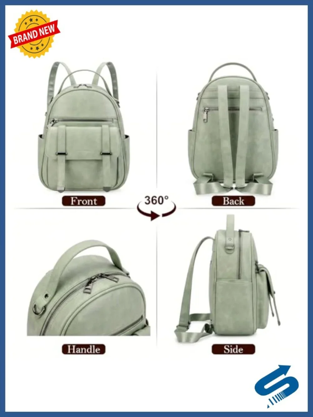 Mini Vegan Leather Backpack Purse with Multi Pockets, Lightweight Daypack for
